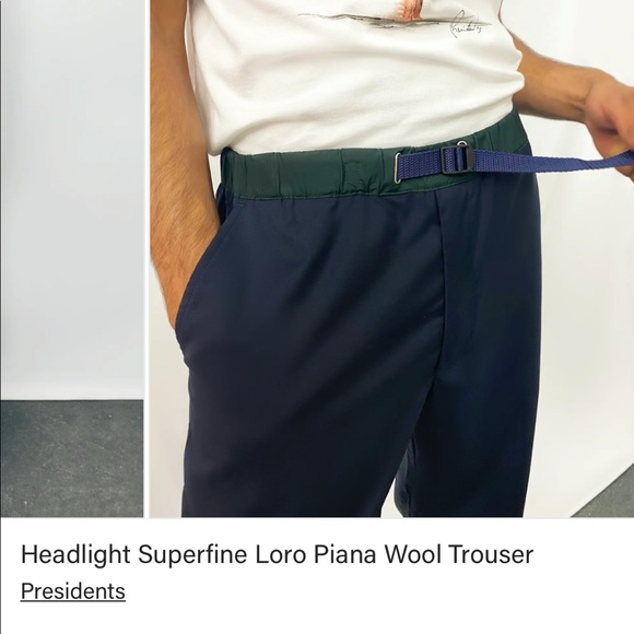 Mens Medium Headlight Superfine Loro Piana Wool Trouser